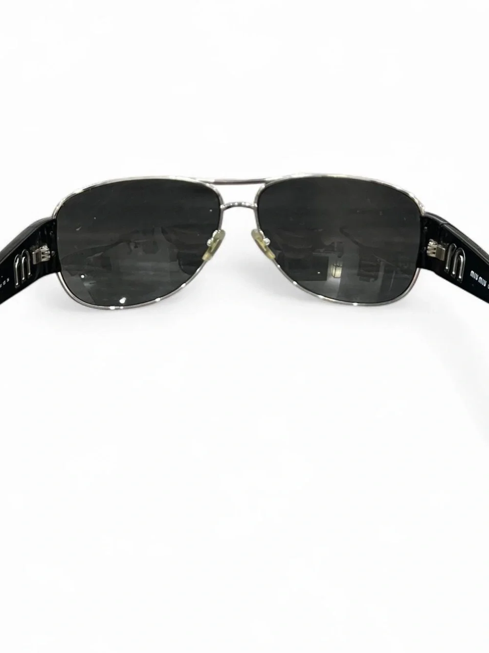 MIU MIU Aviator Sunglasses Black Logo Cutout Frame SMU63H Shades